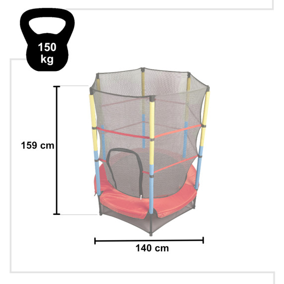 Gyerek trambulin 140 cm Inlea4Fun - piros/kék