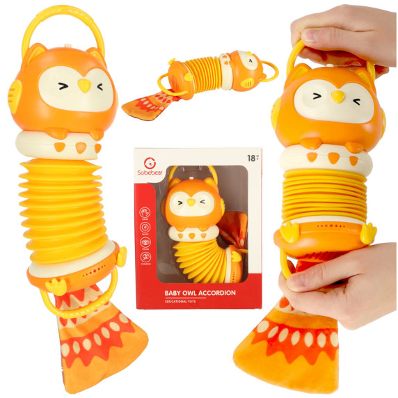 Gyermek harmonika Bagoly Inlea4Fun BABY OWL ACCORDION - narancssárga