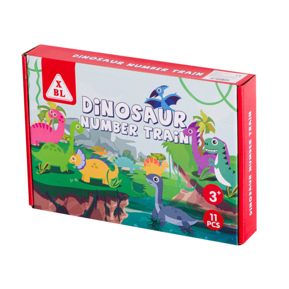 Fa játékvonat dinoszauruszokkal 11 darabos Inlea4Fun DINOSAUR NUMBER TRAIN