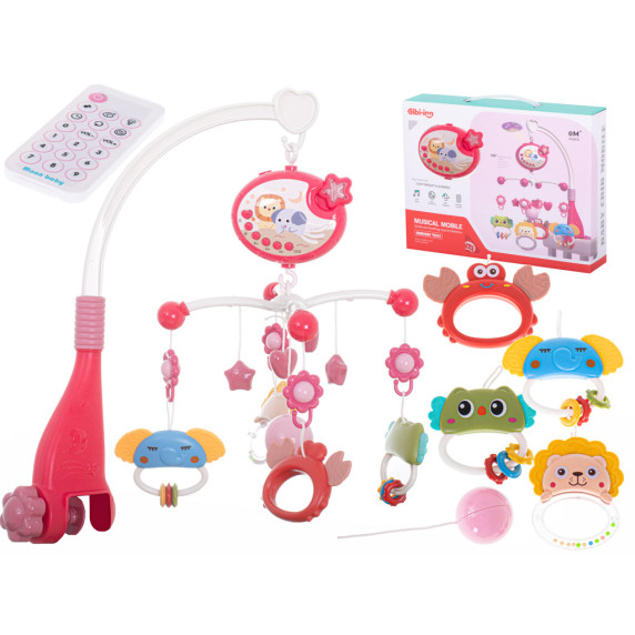 Interaktív körforgó, körhinta Inlea4Fun NURSERY TOYS - rózsaszín