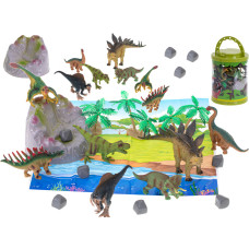 Dinoszaurusz figura készlet színes alátéttel és kiegészítőkkel Inlea4Fun DINOSAUR WORLD Előnézet