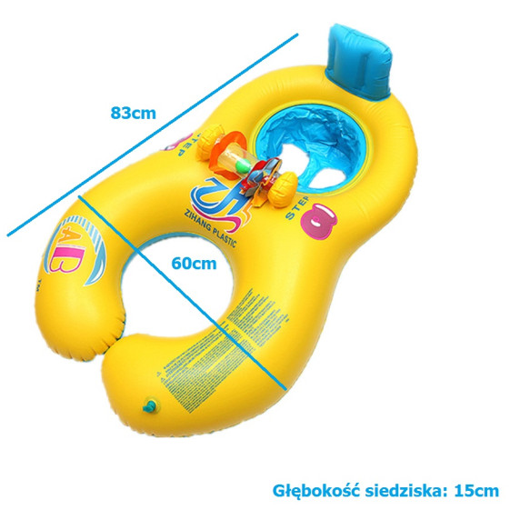 Felfújható úszógumi kétszemélyes anya-gyermek 83 x 60 cm