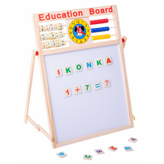 Mágnestábla mágnesekkel, abakusszal és órával Inlea4Fun EDUCATION BOARD