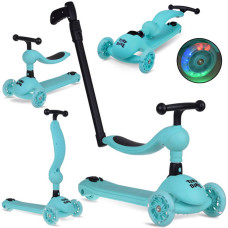 Háromkerekű roller 2az1-ben tolókarral és világító kerekekkel Inlea4Fun Tiny Bike - kék Előnézet