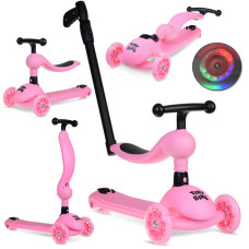 Háromkerekű roller 2az1-ben tolókarral és világító kerekekkel Inlea4Fun Tiny Bike - rózsaszín Előnézet