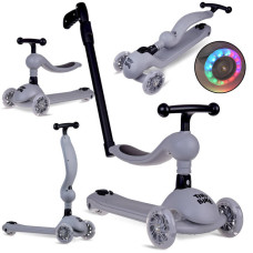 Háromkerekű roller 2az1-ben tolókarral és világító kerekekkel Inlea4Fun Tiny Bike - szürke Előnézet