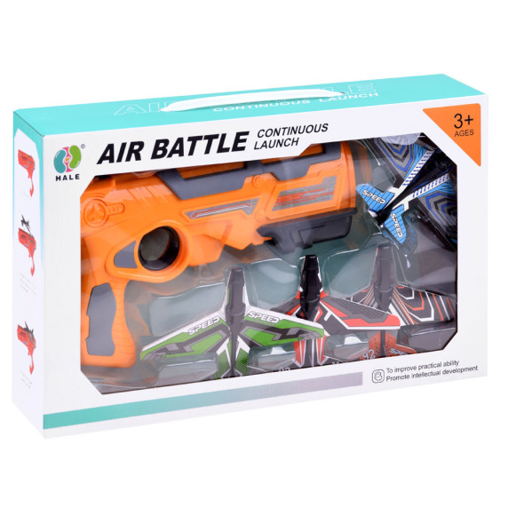 Játék fegyver repülőgép kilövő Inlea4Fun AIR BATTLE - Narancssárga