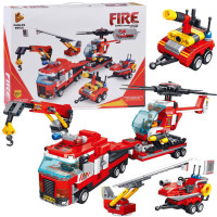Építőjáték tűzoltó járművek 646 darabos Inlea4Fun FIRE 