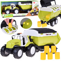 Interaktív traktor pótkocsival és szalmabálákkal Inlea4Fun FARM VEHICLES 