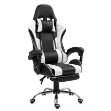 Gamer masszázsszék lábtartóval AGA DS5011-B/W - fekete/fehér Előnézet