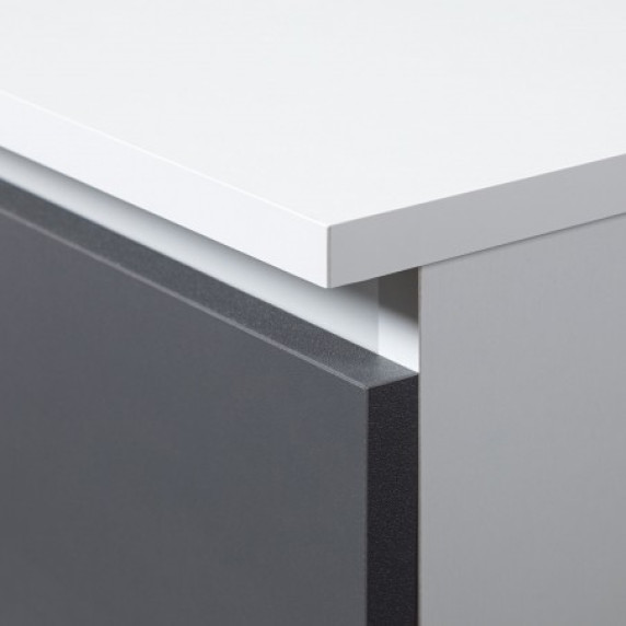 Íróasztal fiókokkal, szekrénnyel és kihúzható billentyűzet tartóval 124 x 74 x 52 cm AKORD ANA - fehér/szürke