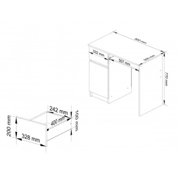 Íróasztal balos 90x55x77 cm AKORD Pixel - sonoma tölgy/fehér